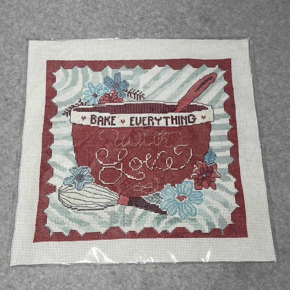Handmade‎ Bake Everything With Love Cross Stitch Kitchen Art Unframed Wall Decor